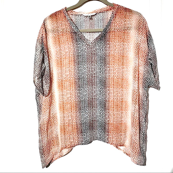 Cabi Blouse Womens Extra Small Brown Sheer Top Short Sleeve V Neck Style 240 - Picture 1 of 6